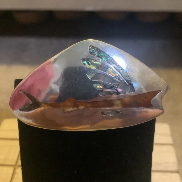 Vintage Sterling Silver Inlaid Pendant / Brooch - Picture 4 of 4